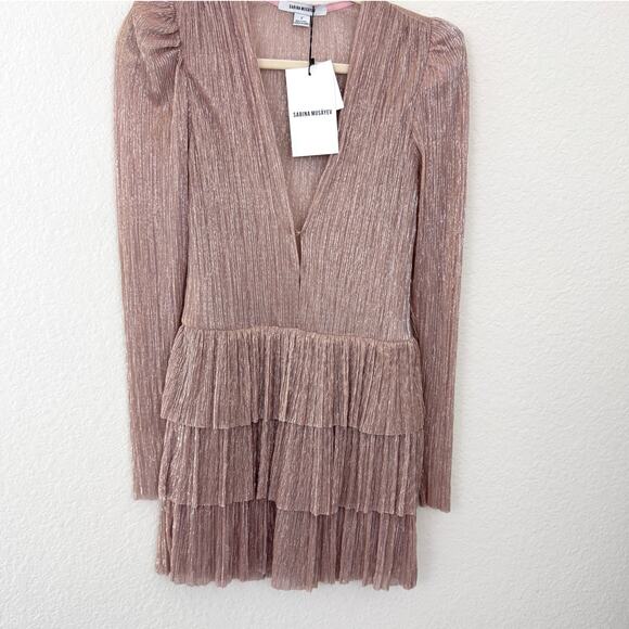 Sabina Musayev Womens Carry Mini Dress Size S Sparkle Party Occasion Rose Gold - Picture 1 of 9